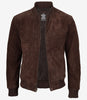 Blouson aviateur en daim marron foncé pour homme