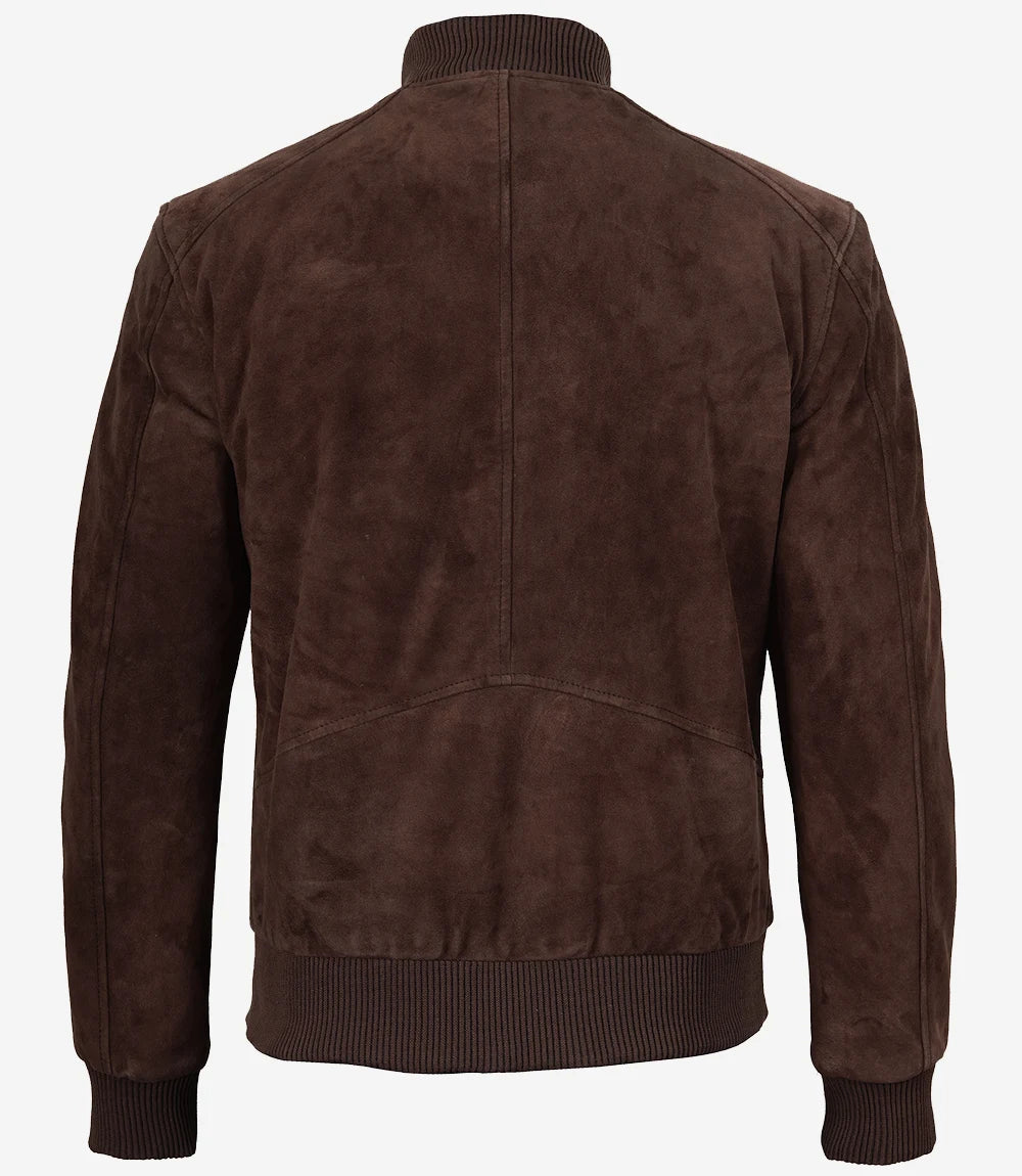 Blouson aviateur en daim marron foncé pour homme