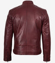 Veste en cuir style motard bordeaux pour homme