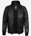 Blouson aviateur en cuir de vache noir pour homme