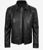 MINIMALISTE : Veste Harrington en cuir noir Tony pour homme