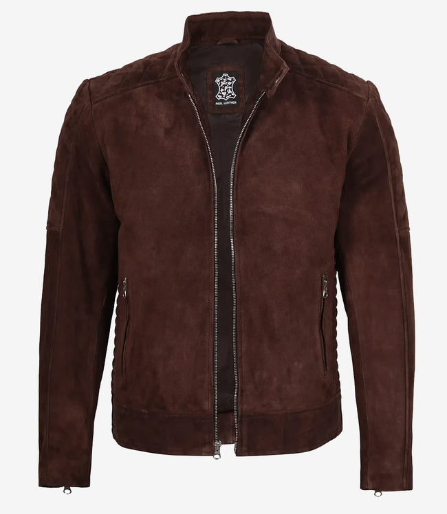 Veste en daim marron foncé haut de gamme pour homme