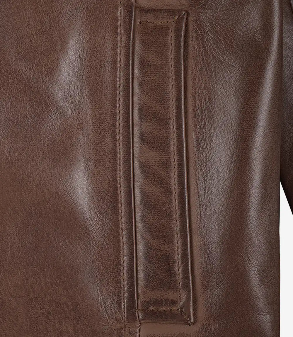 Veste en cuir véritable Reeves Harrington Cognac pour homme 
