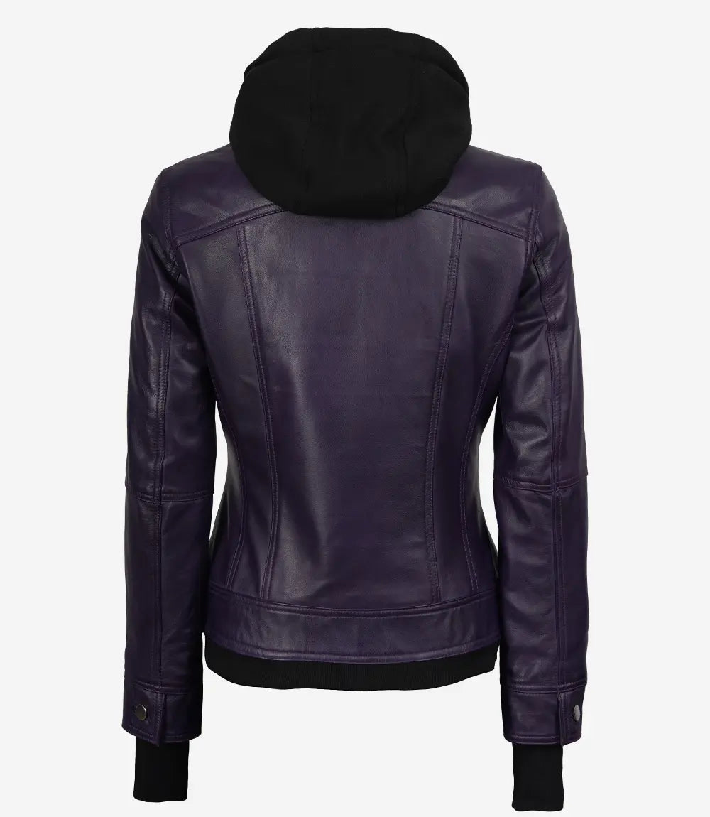Blouson aviateur violet à capuche pour femme