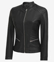 Womens Petite Black Slim Fit Leather Jacket