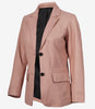 Blazer en cuir rose à deux boutons pour femme