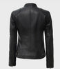Womens Tall Black Leather Moto Jacket