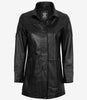 Manteau Bristol en cuir noir pour femme - Longueur 3/4