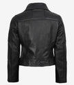 Veste en cuir noir de style motard pour femme