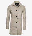 Womens Real Leather Beige Car Coat