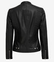 Womens Petite Black Slim Fit Leather Jacket
