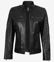 Veste en cuir noir style motard pour femme