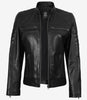Veste en cuir noir style motard pour femme