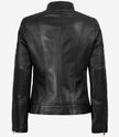 Veste en cuir noir style motard pour femme