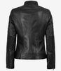 Veste en cuir noir style motard pour femme
