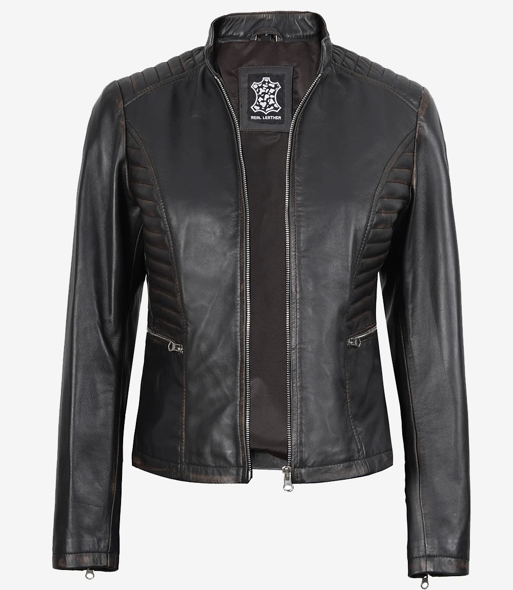 Womens Ruboff Brown Leather Jacket