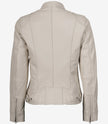 Veste en cuir style motard blanc cassé pour femme