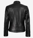 Veste en cuir noir style motard Acerra pour femme, coupe slim