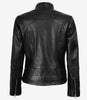 Veste en cuir noir style motard Acerra pour femme, coupe slim