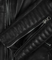 Veste en cuir noir de style motard pour femme