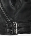 Veste en cuir noir de style motard pour femme