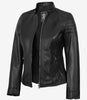 Veste en cuir noir Carrie pour femme