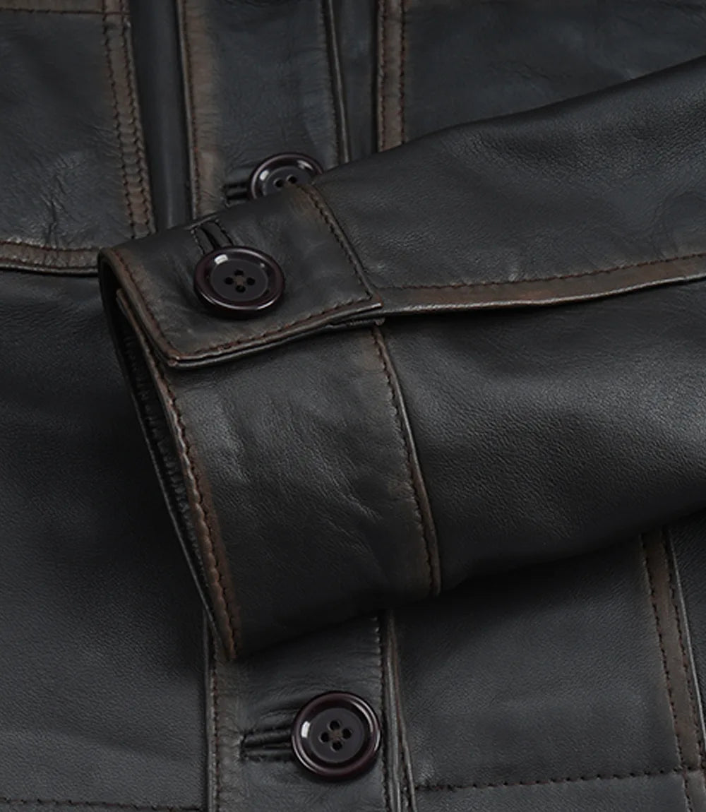 Womens Vintage Brown Cropped Leather Jacket