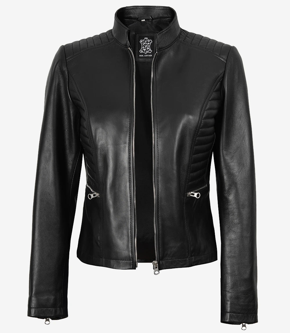 Womens Black Slim Fit Leather Jacket