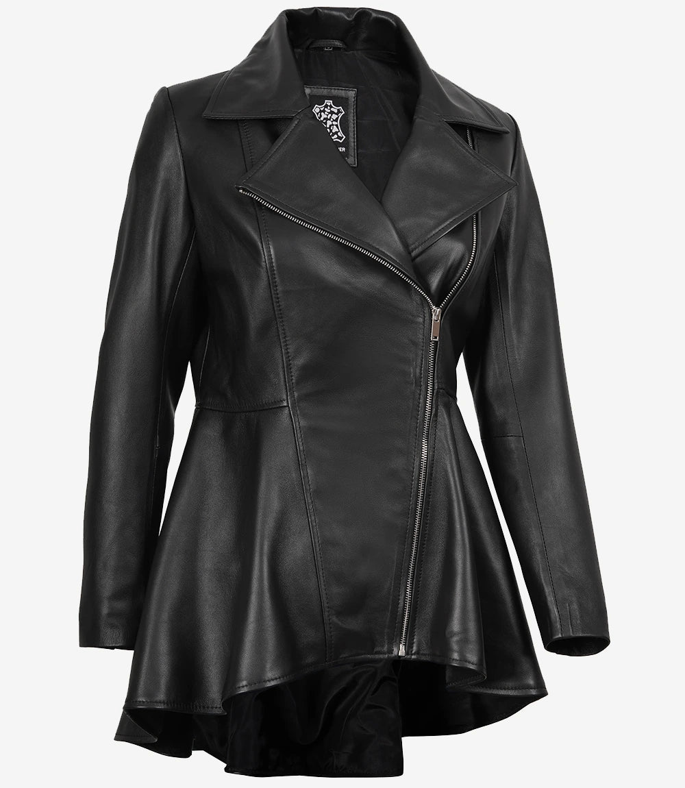 Womens Black Peplum Leather Jacket