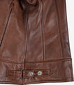 Veste style motard en cuir cognac pour femme