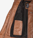 Veste en cuir style motard beige pour femme