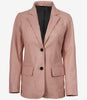Blazer en cuir rose à deux boutons pour femme